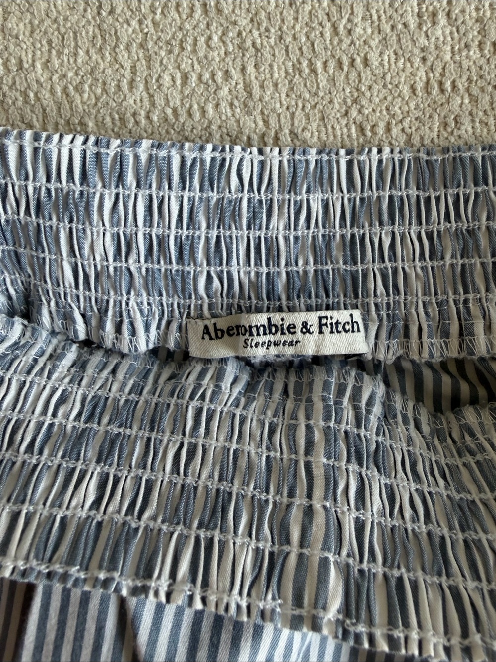 Abercrombie & Fitch Light Blue and White Striped Sleepwear cotton pants